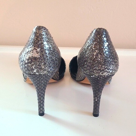 Rebecca Minkoff " Brie" D'orsay pumps, Charcoal snake print Size 10 - Picture 3 of 13